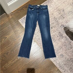 L'AGENCE Blue Bootcut Midrise Jeans with Frayed Hem
